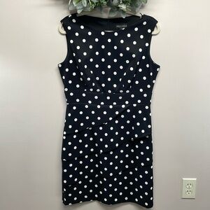 NWOT Connected Apparel Black & White Polka Dot Sleeveless Sheath Dress 12